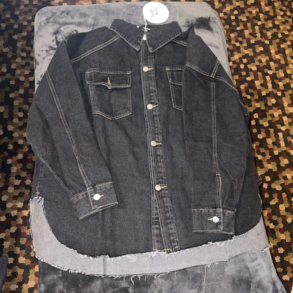 Princess Polly Allen Denim Jacket in Black Size 4 New with tag - Picture 5 of 14